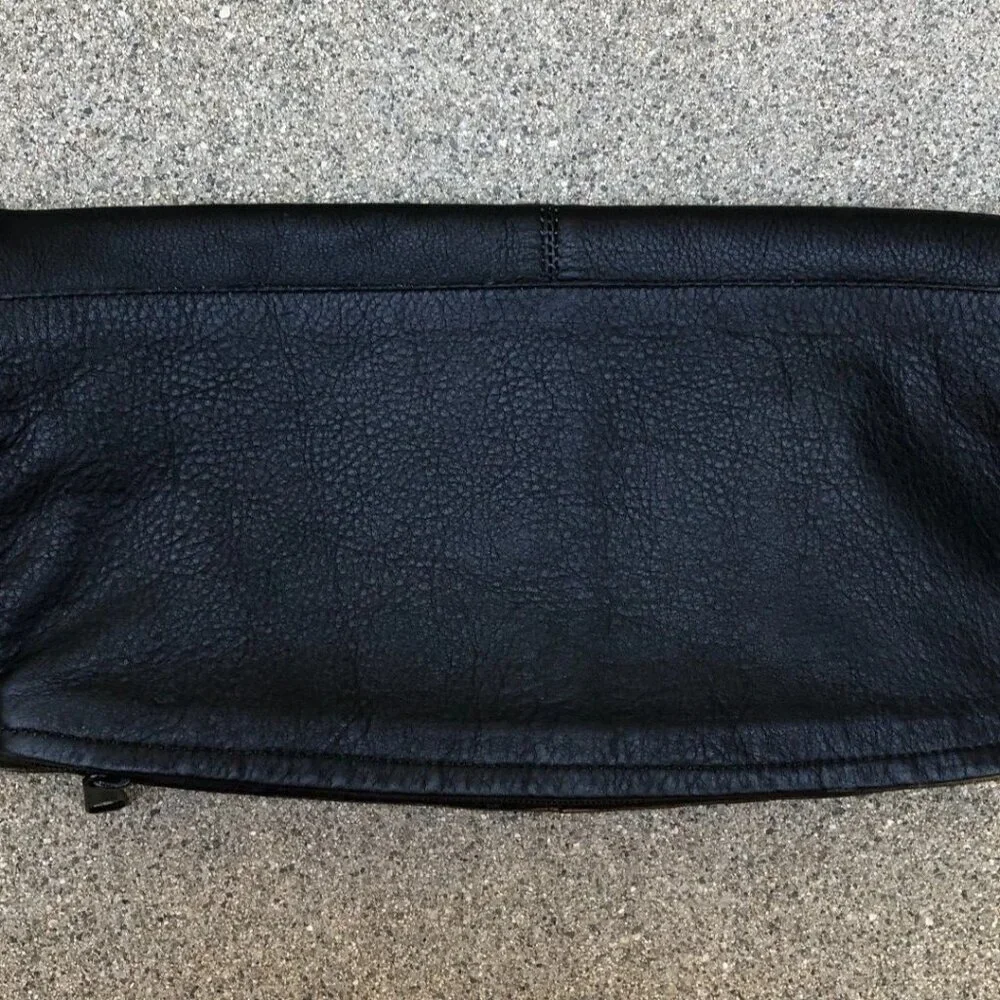 Genuine Leather Fold Over Clutch Purse Bag Black Columbia Zipper Womens​​
